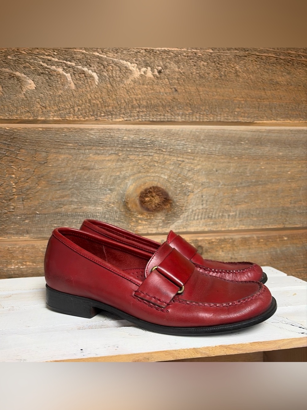 Vintage G.H. Bass & Co. Weejuns Cecilia Red Leather Penny Loafers Womens Sz 7